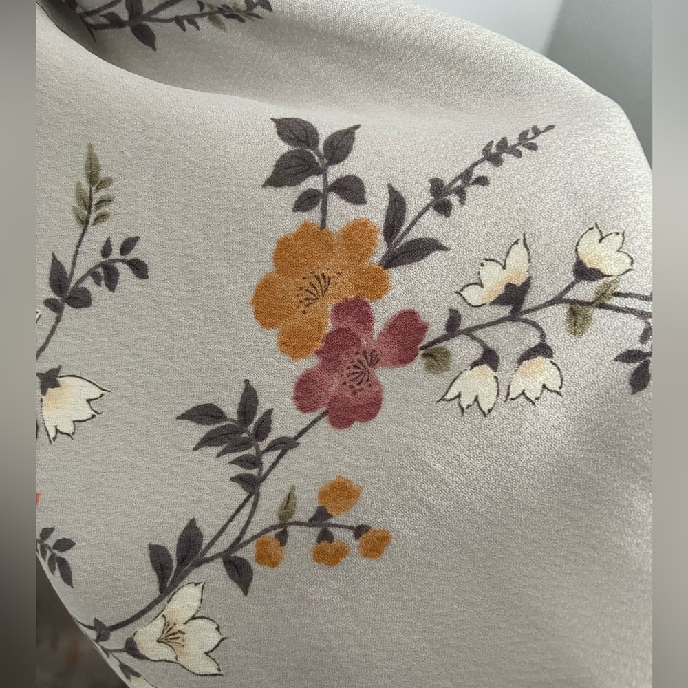Japanese Open Abaya Pale Gray/Floral Kimono Robe size L/XL - Picture 11 of 12